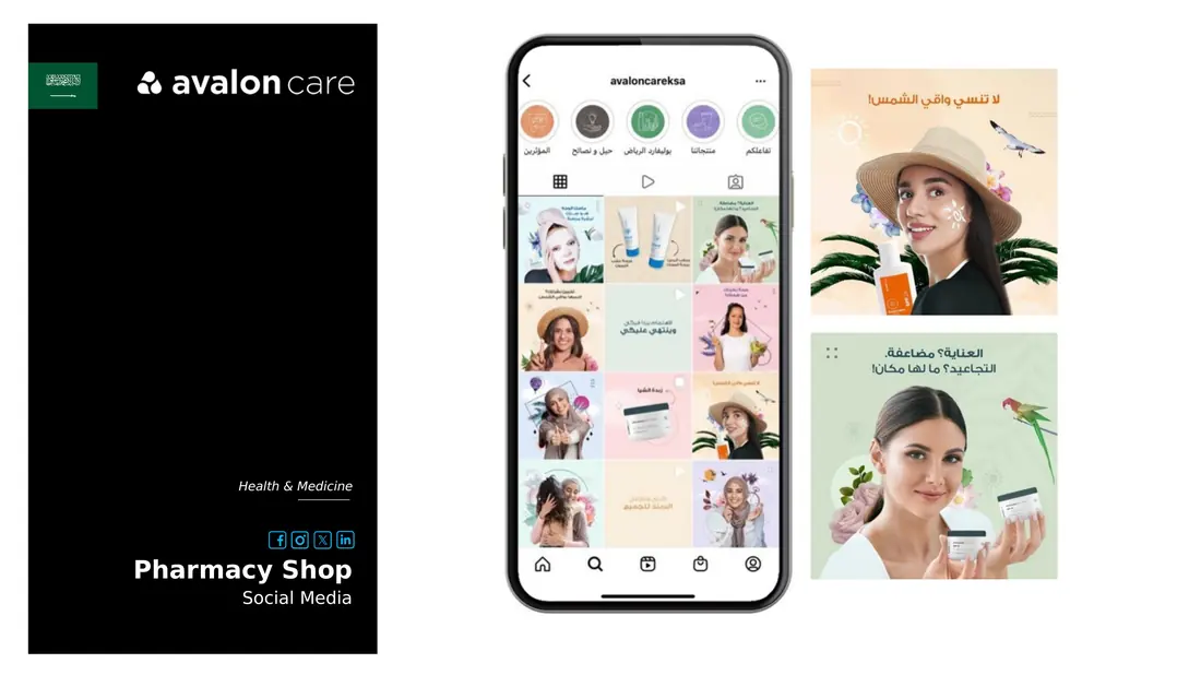 Avalon Care — Skincare and pharmacy social content, Health & beauty, KSA